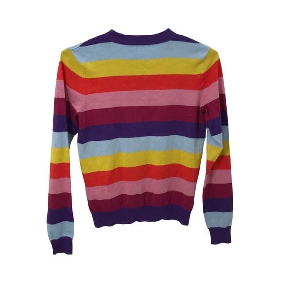 Bogari Rainbow Pride Silk Blend Cardigan Sweater with Bow - Size Small - Picture 3 of 3